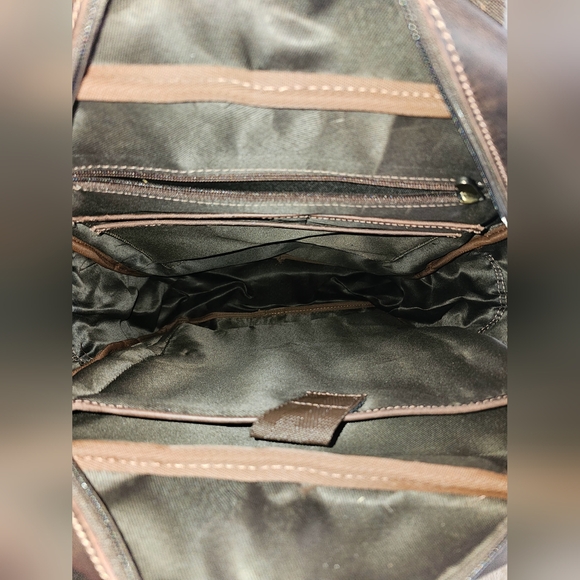 Brown Genuine Leather Backpack with Multiple Pockets - Picture 7 of 13